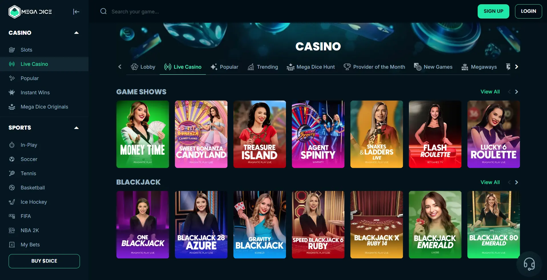 Live Casino och bordsspel